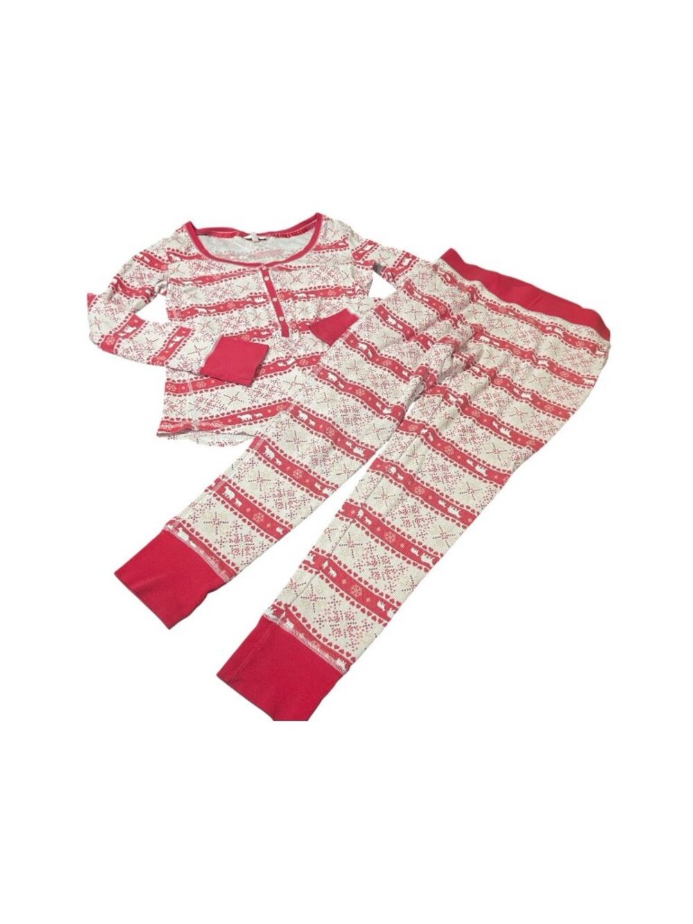 Victoria's Secret Womens Medium Pajama Set Fireside Thermal Top & Pant